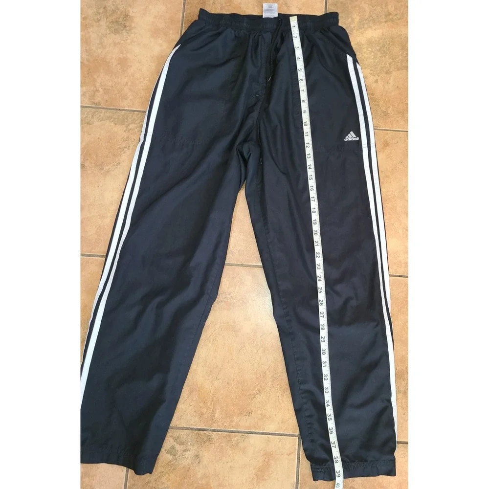 Adidas‎ Track Pants Mens Medium Black 3 Stripe Made Cotton Elastic Track Pants